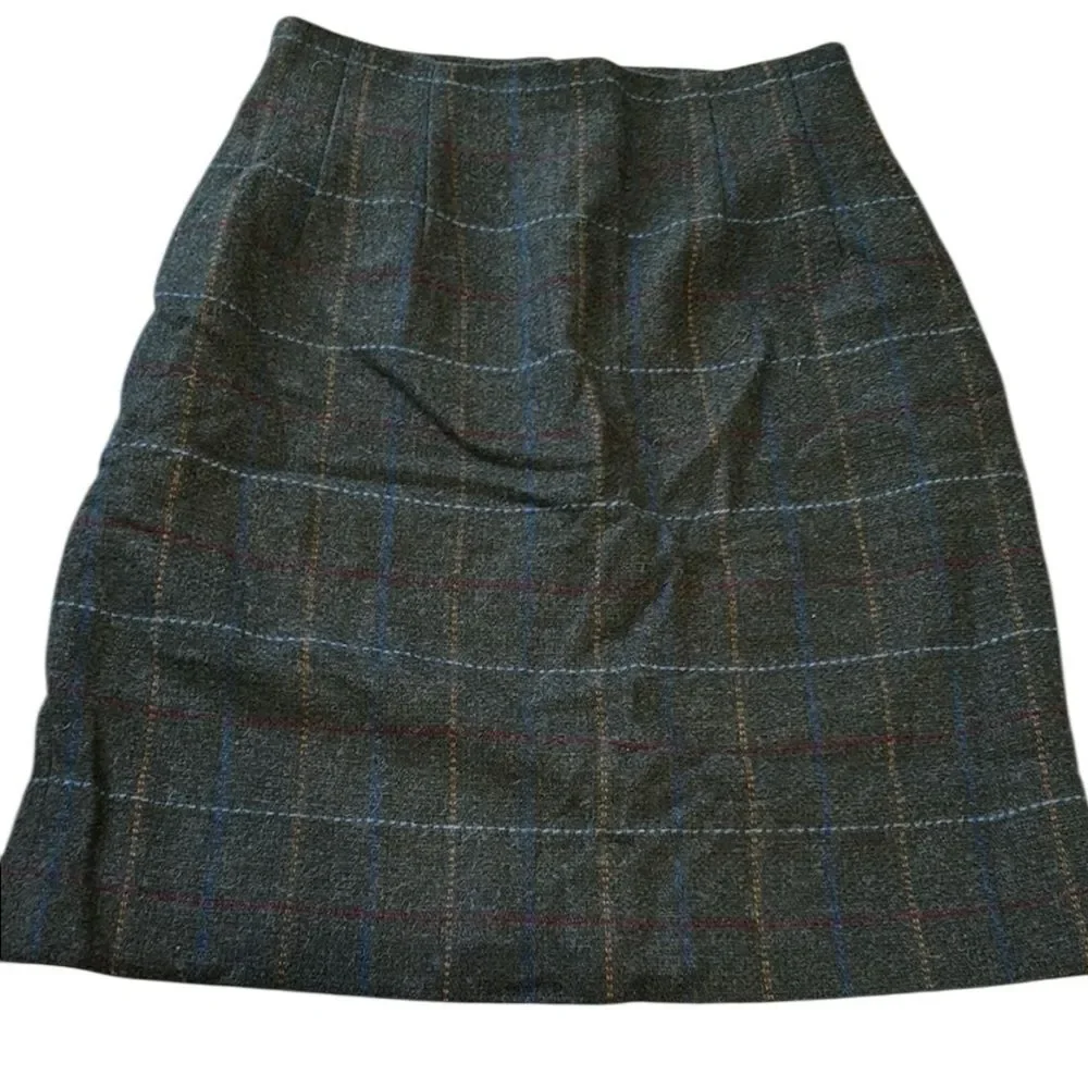 Adolfo wool pencil skirt plaid size 10